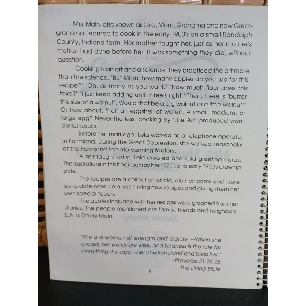 Mrs. Main's‎ Coming Home Cookbook Lela Main Heritage Randolph County Indiana